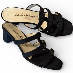 Authentic Salvatore Ferragamo Vintage 1990’s “Nepo” Black Women's Heeled Sandals
